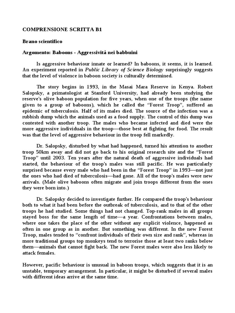 Baboons: Aggression and Cultural Behavior | PDF | Aggression | Ethology