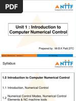 Unit 1: Introduction To Computer Numerical Control: Prepared By: MR.B.K Patil, DTC