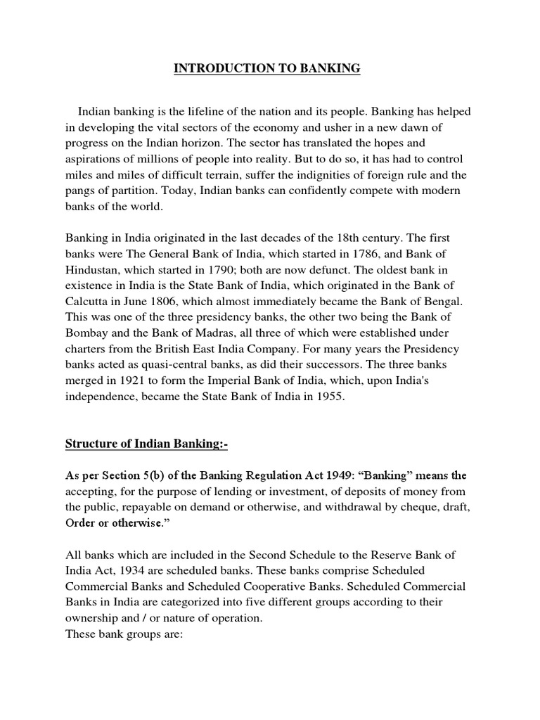 Introduction To Banking | PDF | Banks | Cooperative