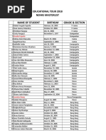 Overall Masterlist For Educational Tour 2018 | PDF | Garden Plants