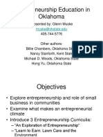 Entrepreneurship Education in Oklahoma: Presented By: Glenn Muske