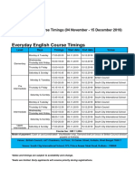 Kolkata Teaching Centre - Class Timings - Term 4 4 November to 15 December Adult Learners (1)