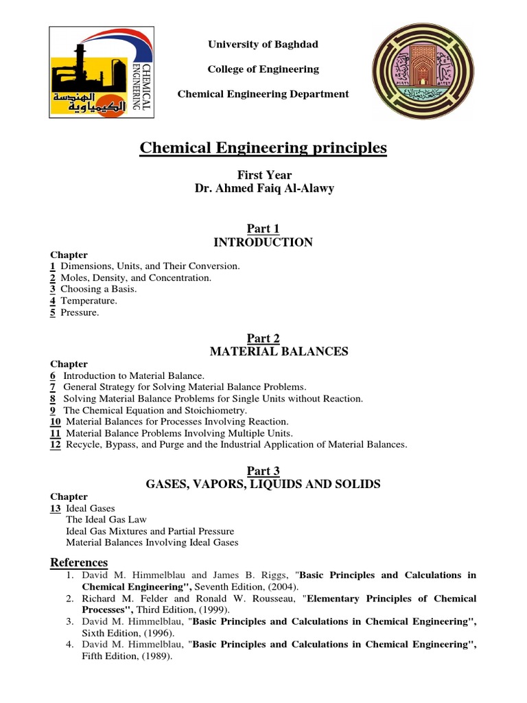Chemical Engineering Principles Overview | PDF