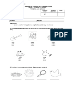 PRUEBA DE Lenguaje 1° Básico