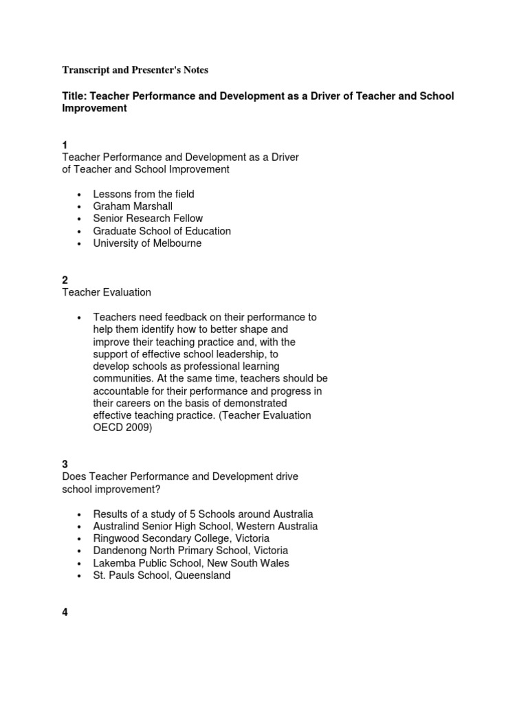 Teacher Performance Impact on Schools | PDF | Teachers | Behavior ...