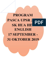 Program Pasca Upsr 2019 SK Hua Hin English 17 September - 31 OKTOBER 2019