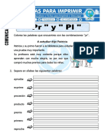 Ficha de La Letra de PR y PL para Primero de Primaria