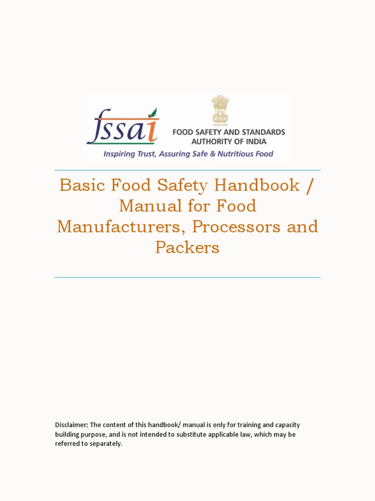 Basic Food Safety Handbook / Manual For Food Manufacturers, Processors