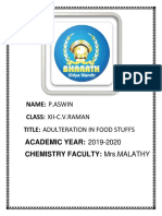 P.Aswin Xii-C.V.Raman Adulteration in Food Stuffs 2019-2020 Mrs - Malathy
