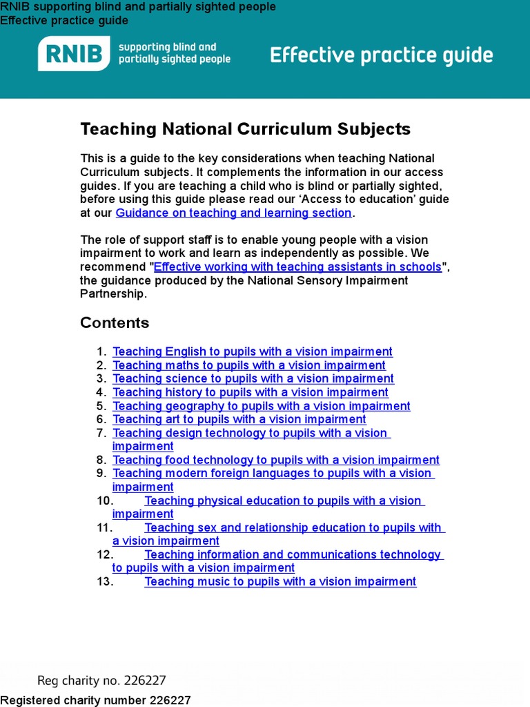 National Curriculum Guide 2014 PDF Visual Impairment Test (Assessment)