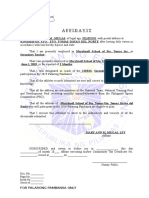Affidavit: KINAMAYAN, STO. STO. TOMAS DAVAO DEL NORTE After Having Duly Sworn in