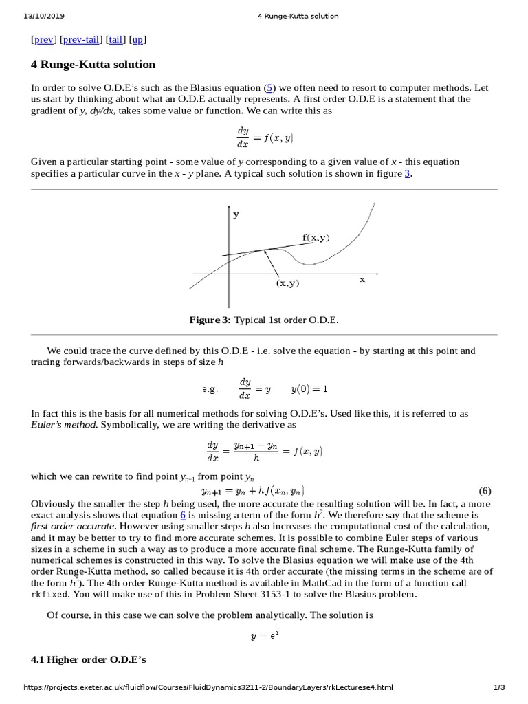 A Detailed Explanation of Using the 4th Order RungeKutta Method to Numerically Solve the