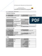 Ejemplo de Declaración Aduanera de Exportación