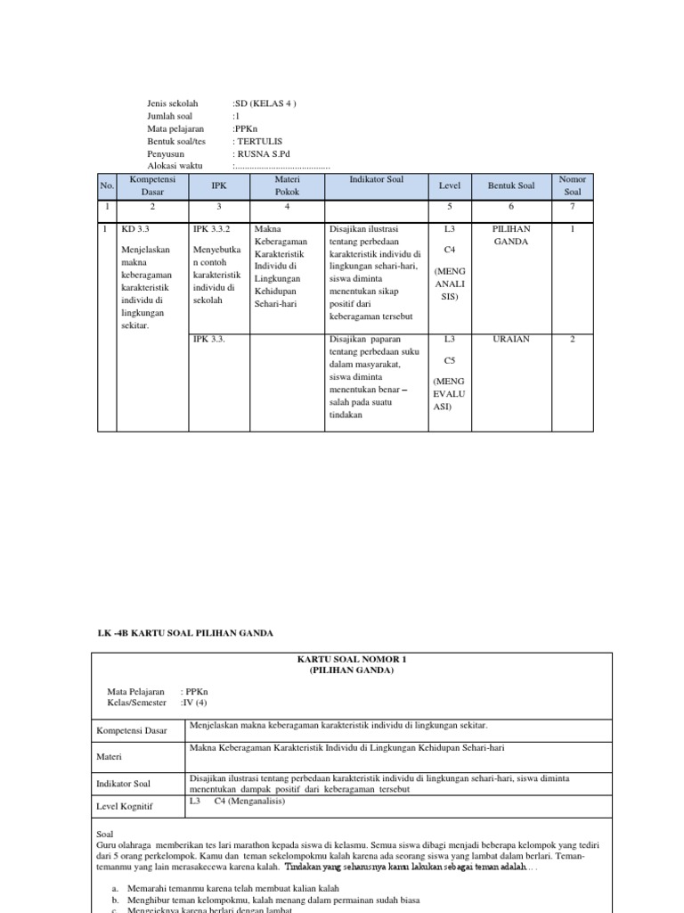 Contoh Soal Hots Bahasa Indonesia Sd Kelas 4