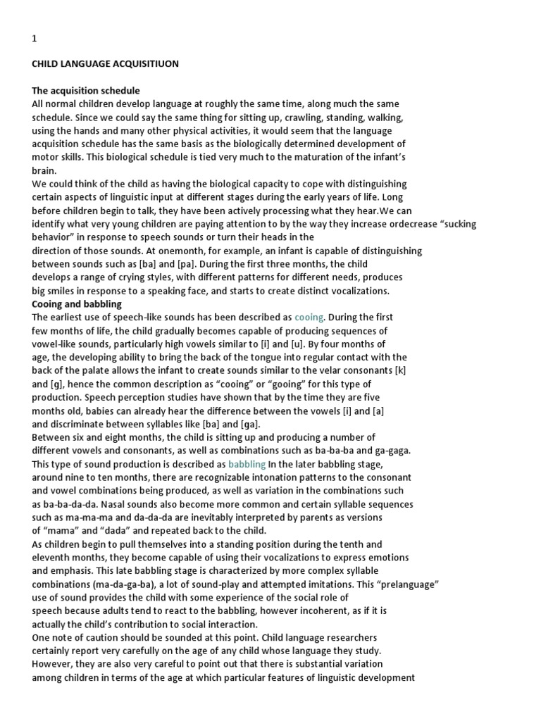 Stages of Infant Language Development | PDF | Aphasia | Speech