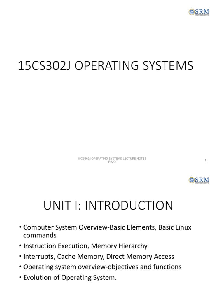 Operating Systems Lecture Notes Overview | PDF | Cpu Cache | Central ...