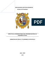 Mpacto de La Inversion Pública Del Programa Nacional de Saneamiento Rural