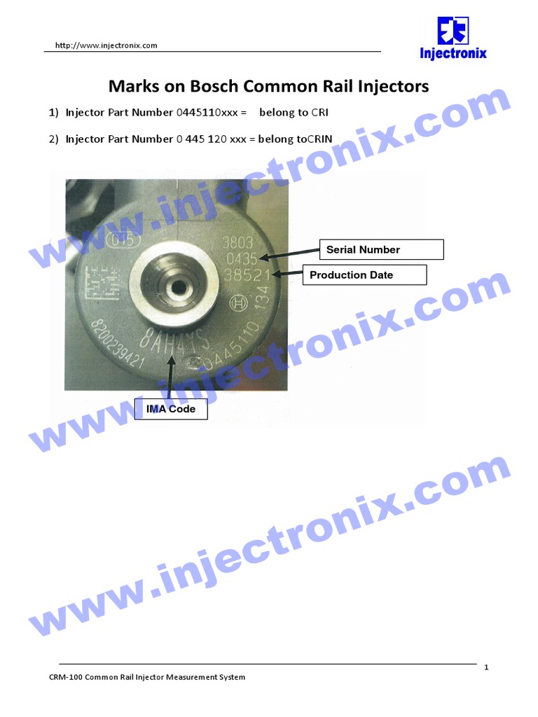 Marks On Bosch Common Rail Injectors | PDF | Fuel Injection | Propulsion