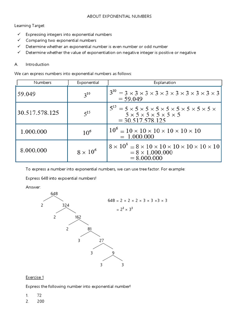 Comparing Exponential Numbers | PDF | Exponentiation | Numbers