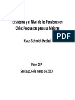 El Sistema y El Nivel de Las Pensiones en Chile. Klaus Schmidt-Hebbel