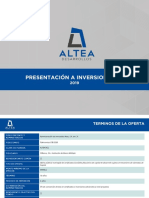 Oferta de certificados bursátiles de Altea para proyectos industriales, comerciales y de vivienda