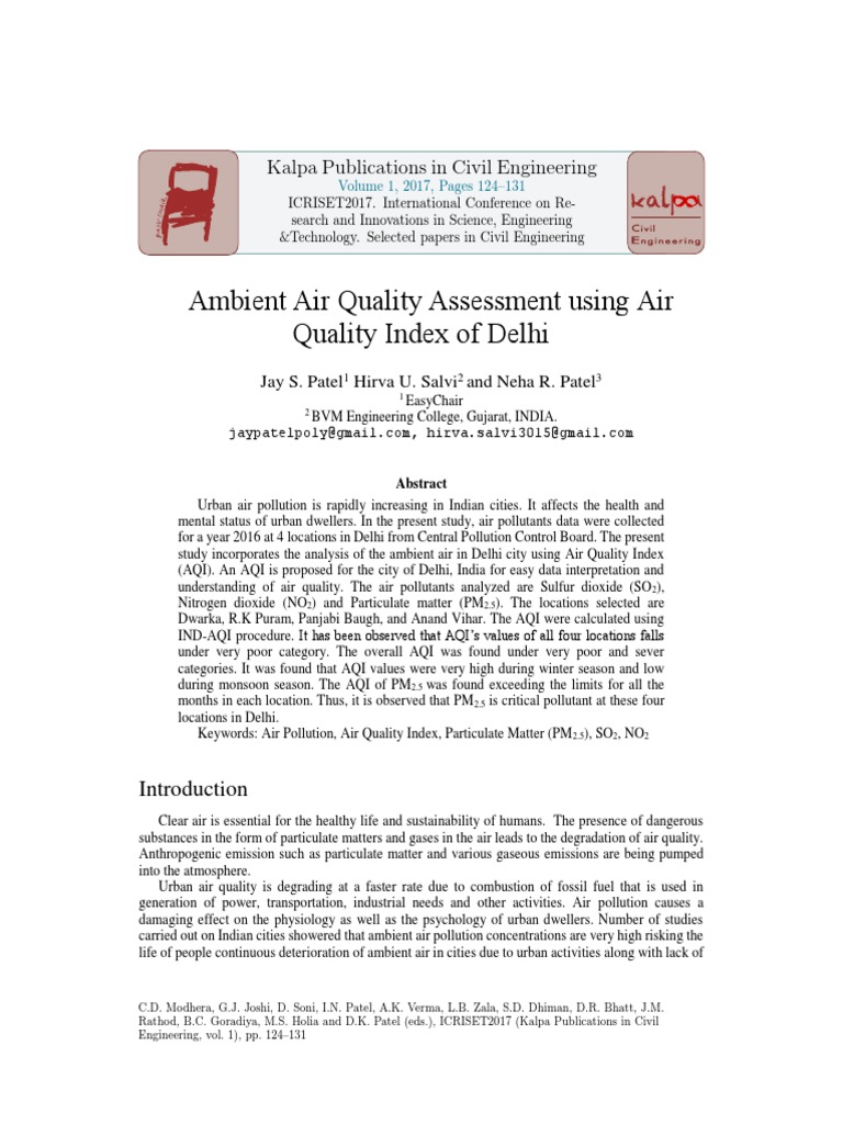 Ambient Air Quality Assessment Using Air Quality Index of Delhi | PDF
