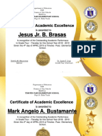 Jesus Jr. B. Brasas: Certificate of Academic Excellence