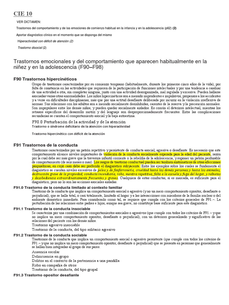 TD Cie10,11 DSM IV y V PDF Desorden hiperactivo y deficit de atencion Desorden de