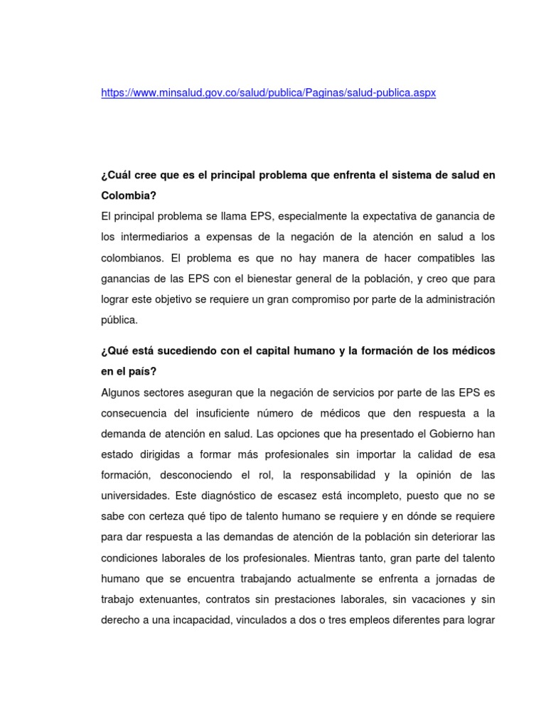 Problemas del sistema de salud en Colombia | PDF | Gestión de recursos ...