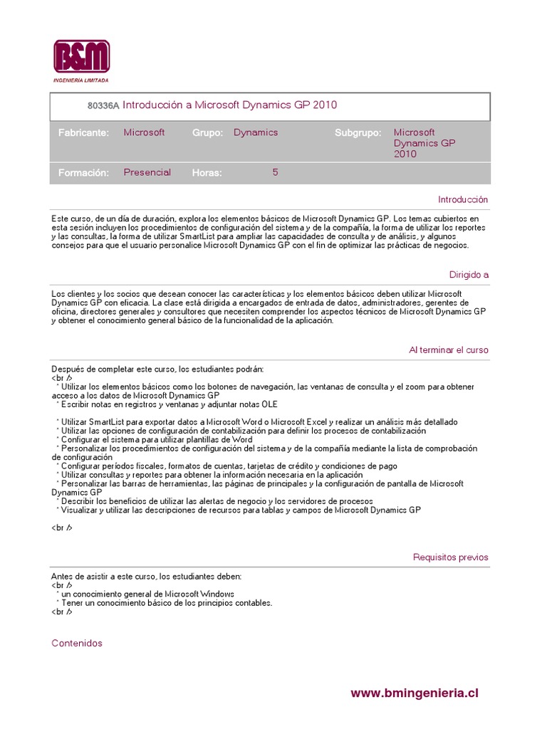 Curso Básico de Microsoft Dynamics GP | PDF | Microsoft Windows ...