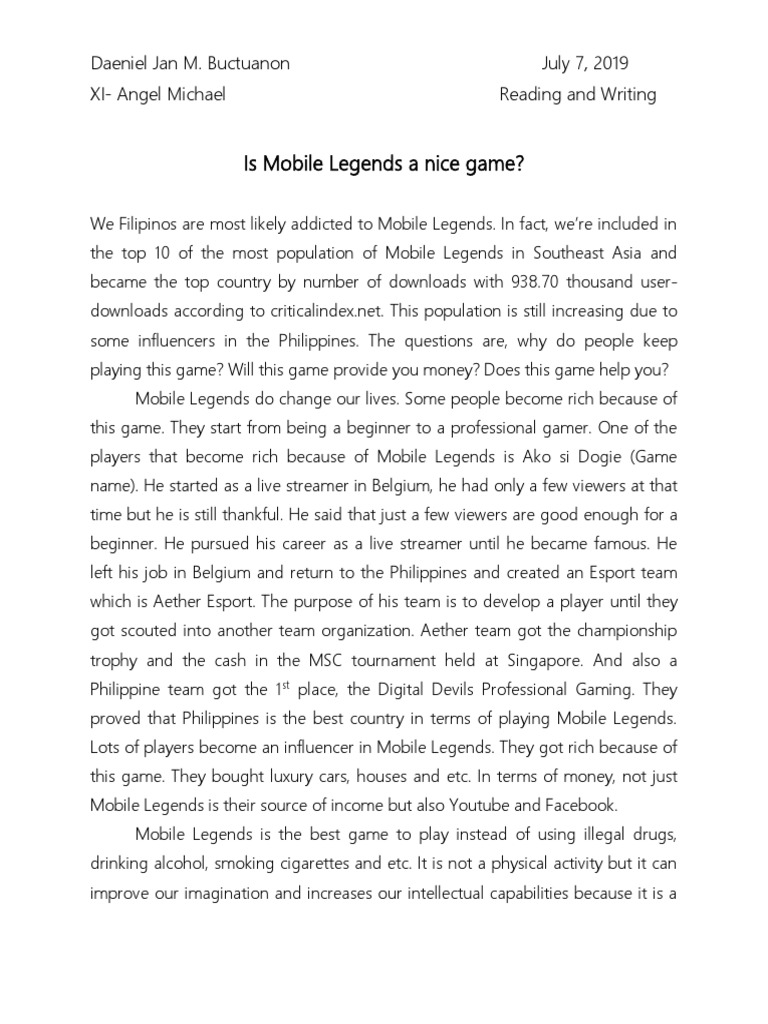 Online Game / Paragraph / Essay Mobile Game / Internet Game 