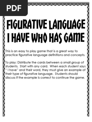 Figurative Language i Have Who Has Game