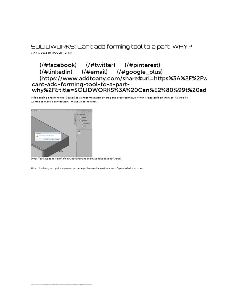SOLIDWORKS Forming Tool Fix | PDF | Blog | Web 2.0