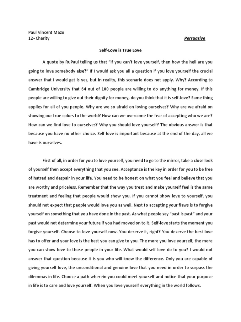 Persuasive Speech Pdf Love