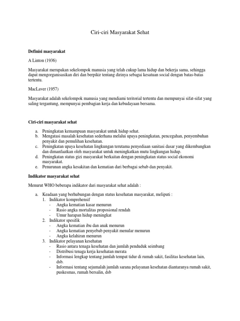 Ciri Masyarakat Sehat Pdf