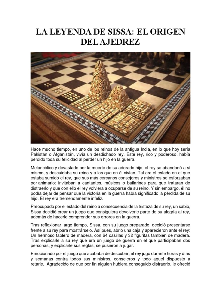La Leyenda de Sissa PDF Ajedrez Juegos y actividades