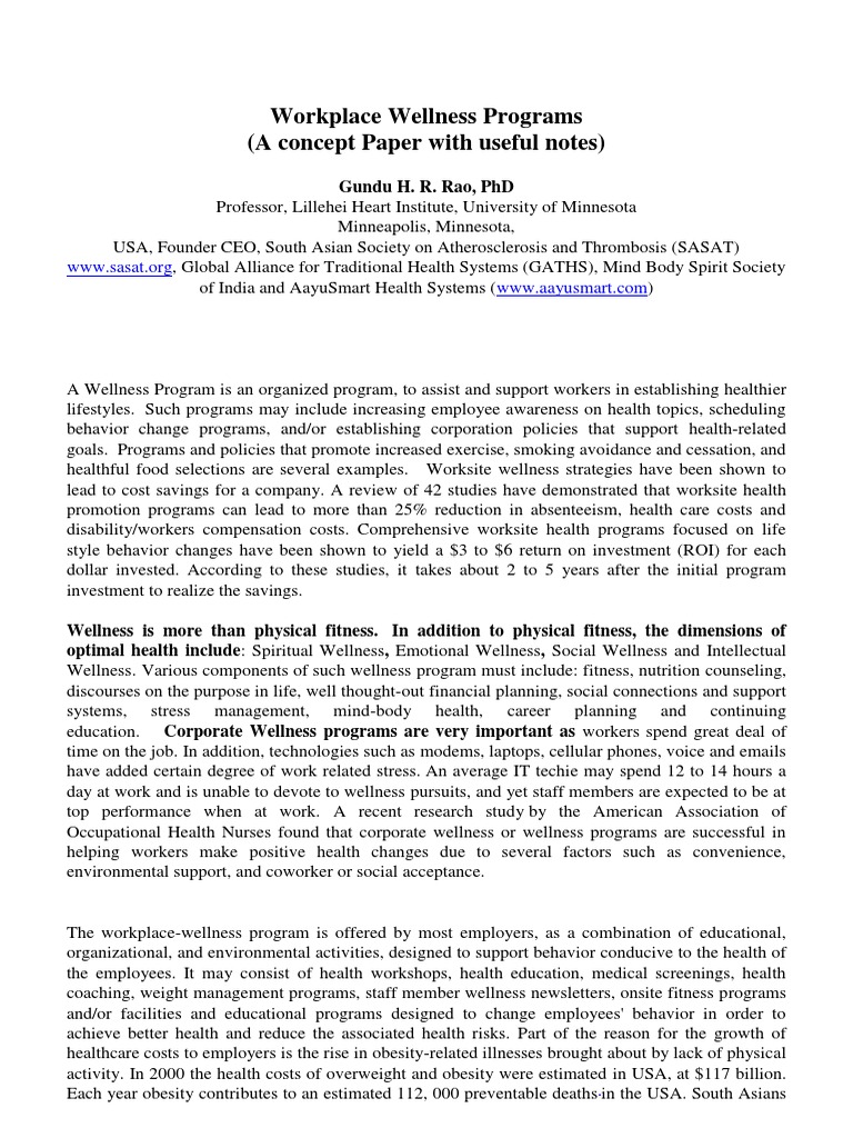 Workplace Wellness Program Overview | PDF | Preventive Healthcare ...