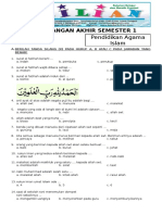 Soal UAS PAI Kelas 1 SD Semester 1 (Ganjil) Dan Kunci Jawaban PDF