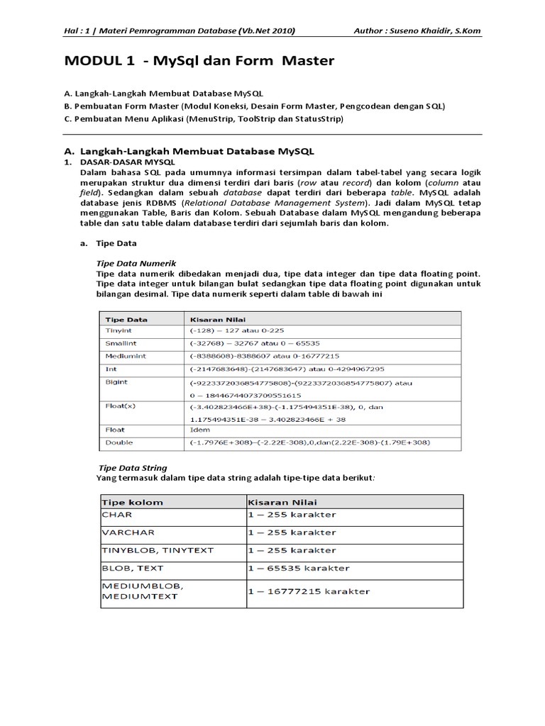 Pemrograman Database MySQL & VB.NET | PDF