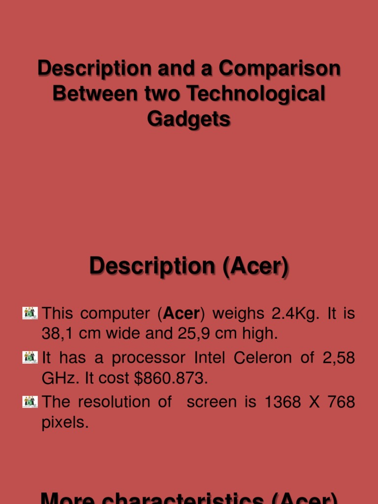 Description and A Comparison Between Two Technological Gadgets | PDF ...