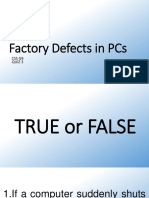Faults: Factory Defects in PCS: Css G9 Quiz 3