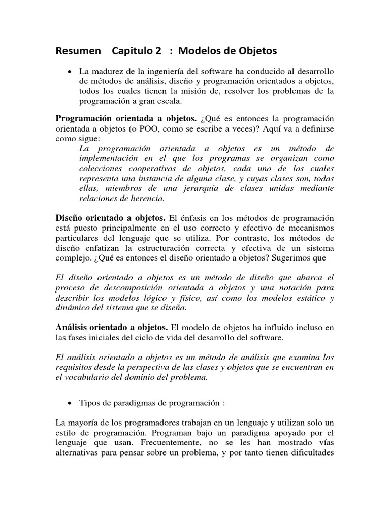 Modelos de Objetos en POO | PDF | Programación orientada a objetos ...