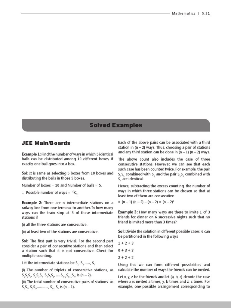 Permutation and Combination Exercise PDF Permutation Numbers