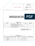 Inspection and Test Plan: Piping Fabrication & Installation