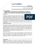 Ensayo Importancia y Aplicación de La Integracion, El Alcance, El Tiempo, y Los Costos en La Gestión de Proyectos Educativos