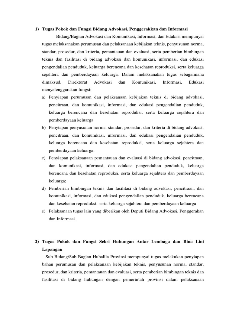 Tugas Pokok Dan Fungsi Bidang Advokasi | PDF