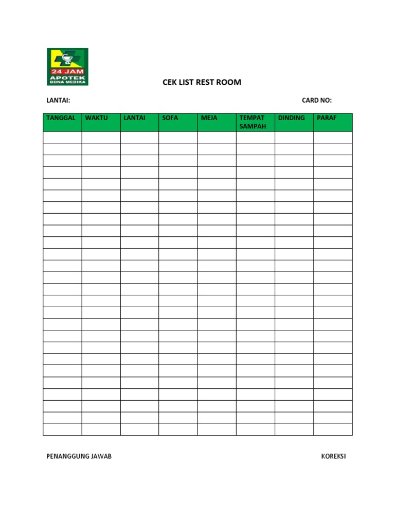 Cek List Rest Room LT 3 | PDF