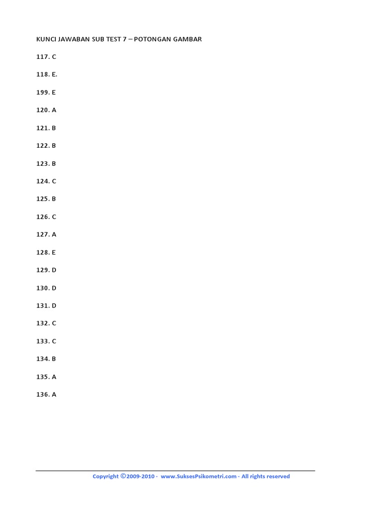 Subtest 007 Tes Potongan Gambar 117 136 Jawaban Pdf