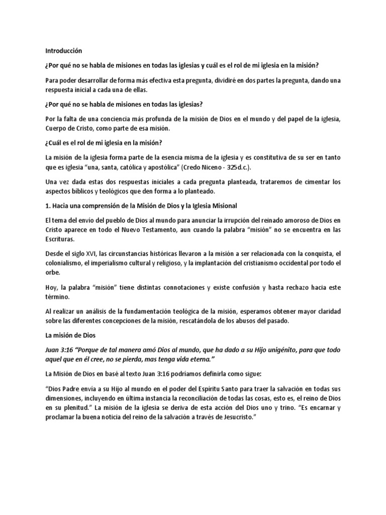 Misión y rol de la iglesia hoy | PDF | Iglesia Católica | Cristo (título)