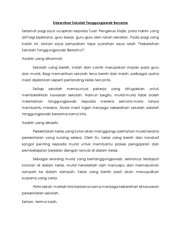 Teks Syarahan Tahun 5 Pdf